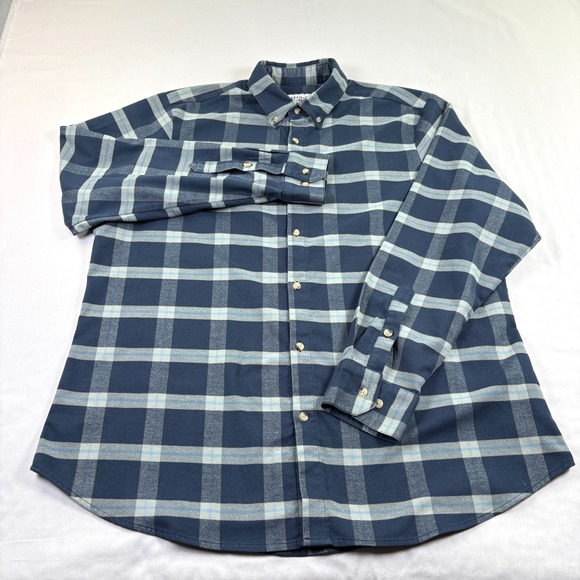 Mizzen+Main Shirt Mens XL Blue Plaid Performance Flannel Button Up Long Sleeve - Picture 1 of 10